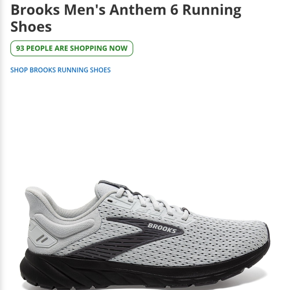 Brooks Men's Anthem 6 Running Shoes - Gray and Black